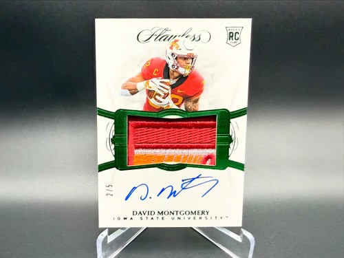 🔥 2019 Flawless David Montgomery /5 ROOKIE PLAYER WORN / EBay 1/1 LOGO RPA 🔥