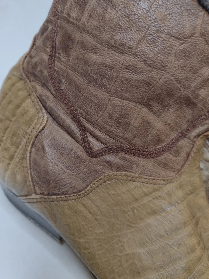 Vintage Zodiac USA Cowboy Boots 8M Patchwork Shaft Metal Toe Cap Western - Image 3 of 4