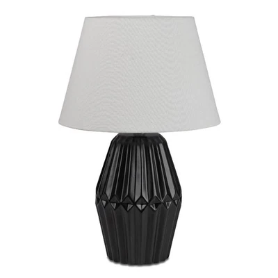 Tischlampe Relief rund matt schwarz H. 46cm mit silbernem Schirm Formano - Bild 1 von 4