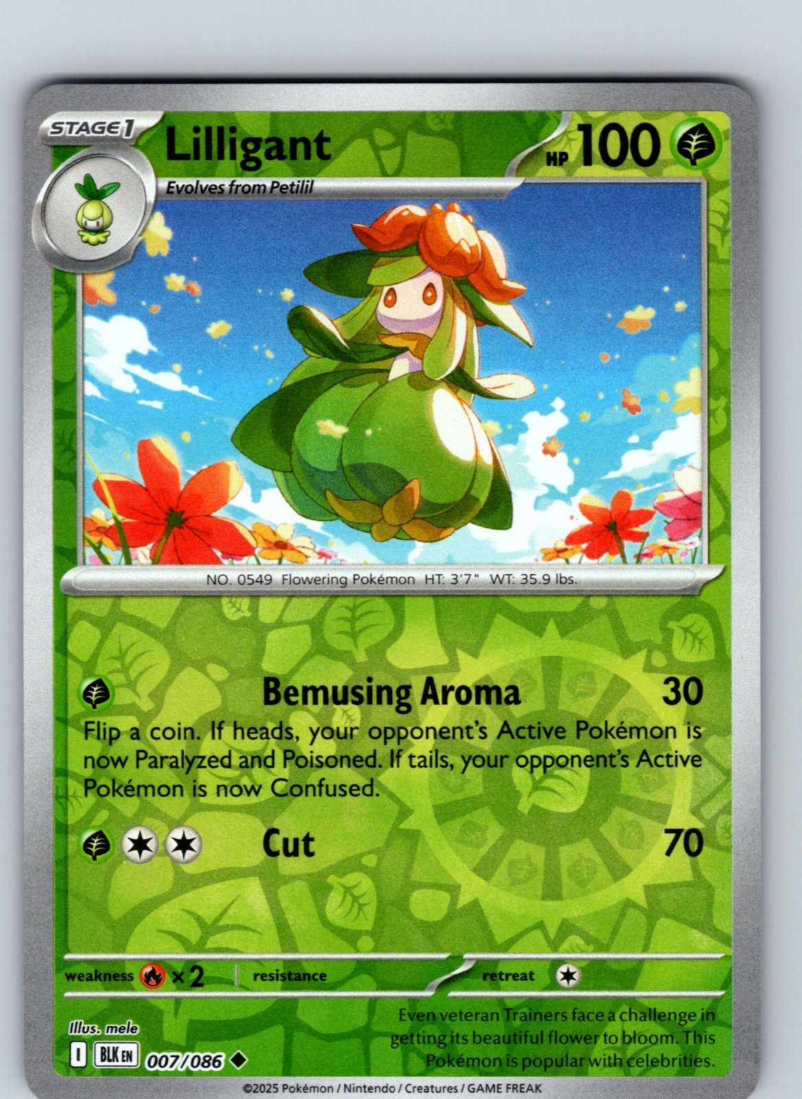 Lilligant 7/86 2025 Black Bolt Reverse Holo Uncommon