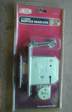 Union 3 Lever Lock With 2 Keys   3 " Deadlock Chrome Brand New