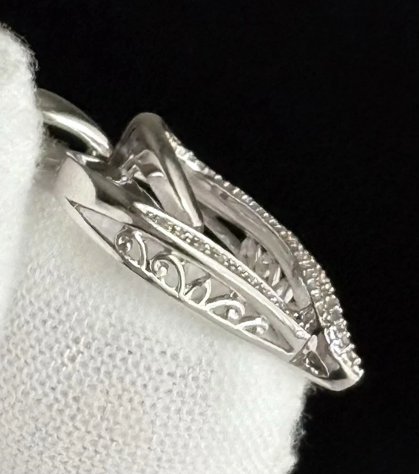 JANE SEYMOUR 925 Plata de Ley Diamante Blanco Corazón Colgante Cuerda Cadena Collar Foto 3 de 4