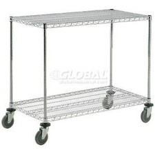 Nexel 2 Shelf Shelf Cart Chrome 48""W x 18""D x 40""H Poly Casters4 Swivel 2