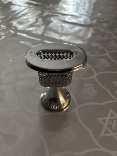 Havdalah Candle Holder 4inches High Says Prayer In Hebrew At Base
