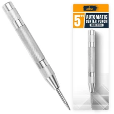 Spring Loaded Center Punch Tool – 5 Inch Automatic Punch for Metal, Wood, Steel 