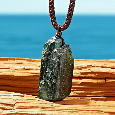 Raw Black Tourmaline Pendant Healing Reiki Rough Crystal Men Women Necklace Gift