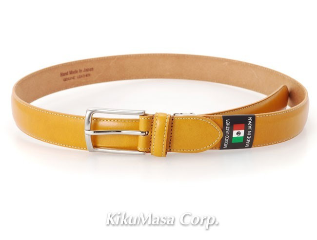 Men's Mexican Leather Belt in Vibrant Yellow