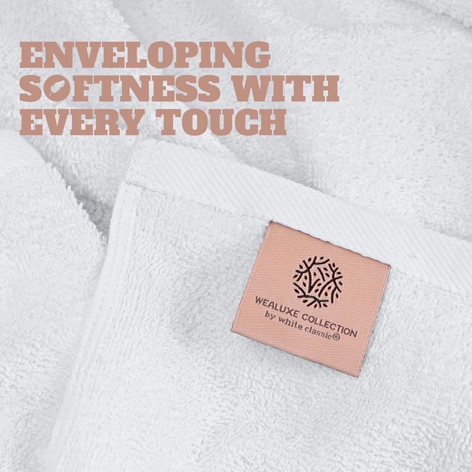 Toallas de baño blancas Wealuxe 22x44 pulgadas, toalla de algodón 22 x 44 - paquete de 6,  Foto 3 de 4