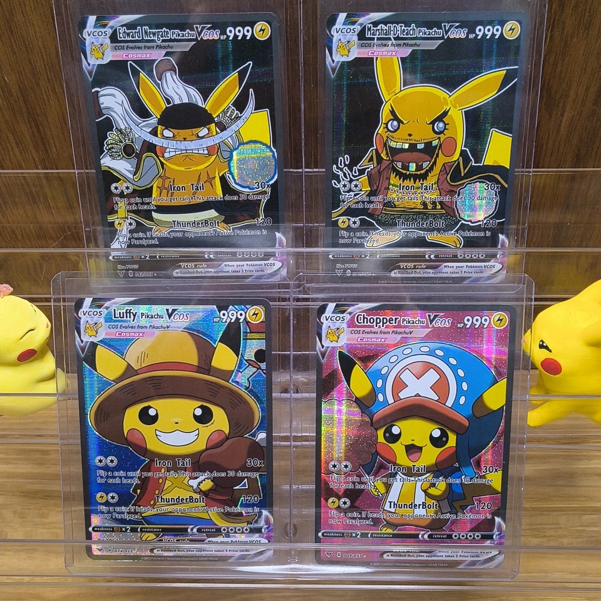 Pikachu Cosplay - One Piece Set- VCOS - 4 Cards - Textured Holo