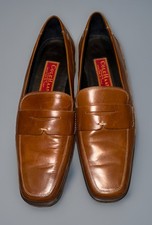 Vintage Cole Haan Women s Leather Penny Loafers 5.5 B British Tan Square Toe