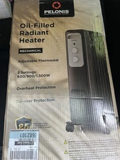Pelonis 1500W Electric Oil Filled Radiator Space Heater Black