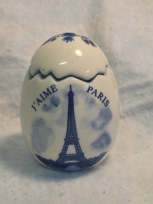 Delft Blue J Aime Paris Egg/Salt Shaker Peint A La Main Elesva France A4
