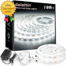 White LED Strip Lights 100Ft  Dimmable Bright 24V Led Light Strip 6500K Daylight