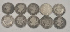 Lot Of 10 Spanish Philippines 10 Centimos 1868