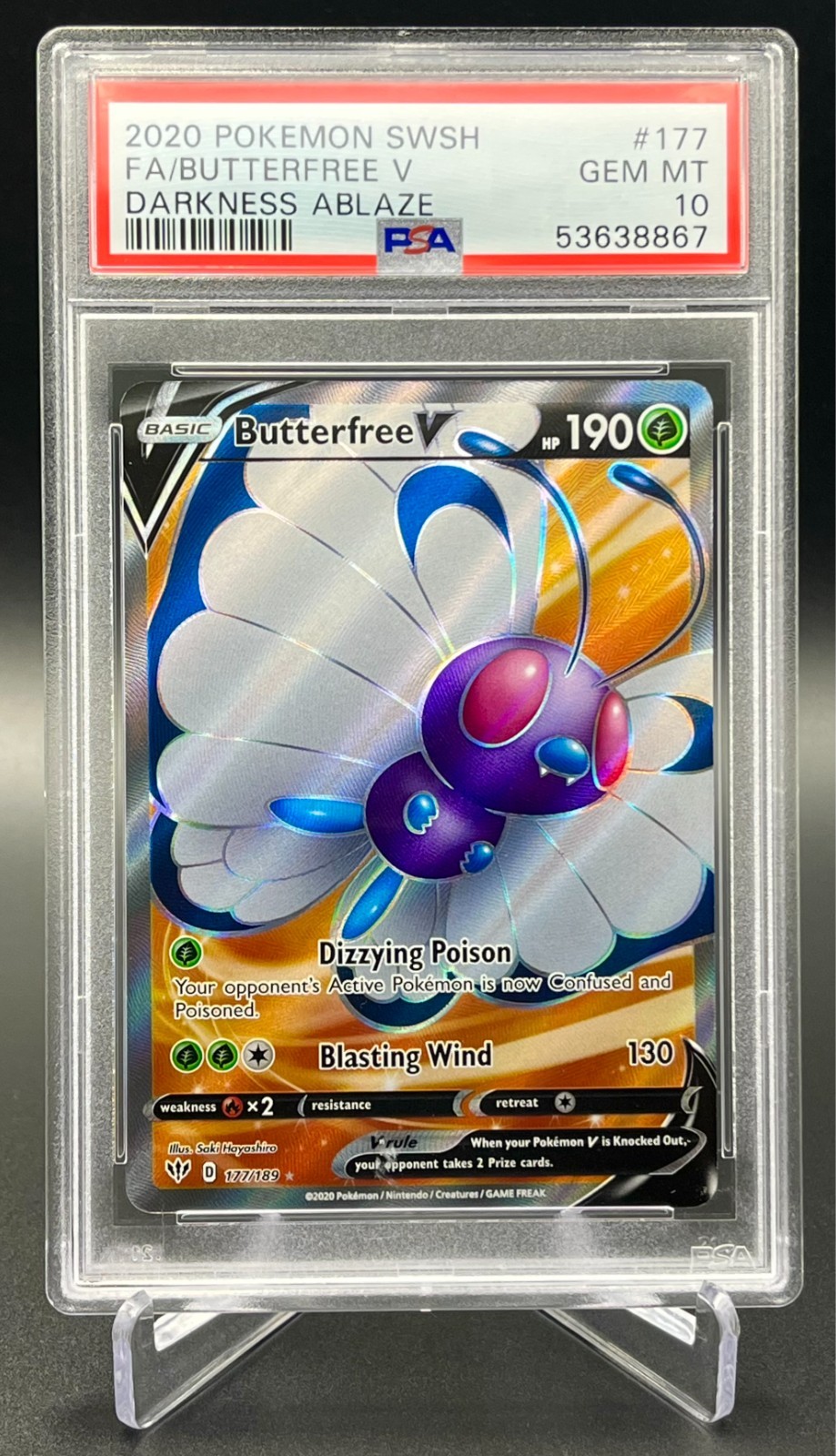 2020 Pokemon Card Butterfree V 177/189 Darkness Ablaze PSA 10 Ultra Rare ENG
