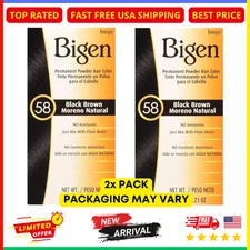 Bigen #58 Black Brown Hair Color 2-Pack – Long-Lasting Powder Dye Gray Coverage