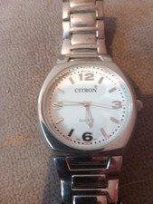 Citron PTC 745 Mens Wrist Watch White Dial Stainless Steel Strap