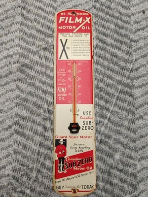 Vintage Style Film-X & Canadian Sub-Zero Motor Oil Advertising Thermometer Sign