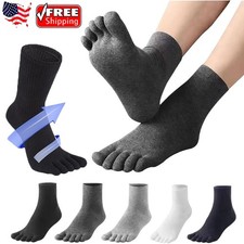 Men  s Toe Socks Cotton Athletic Running Five Finger Crew Socks Running Wicking