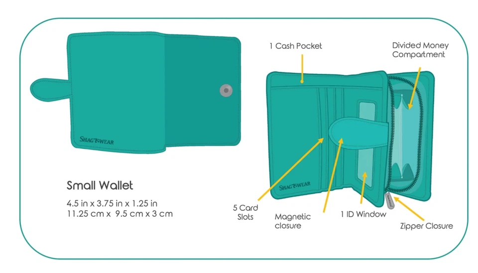 Shag Wear Autumns Horse Small Women’s Wallet, Vegan Faux Leather Dark Blue 4.5" - Image 3 of 3