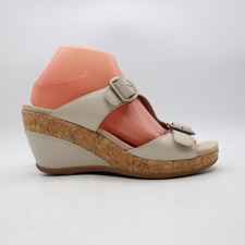 Dansko Carla Cork Wedge Leather Ivory Buckle Closure Women's Size EU 38 Open Toe
