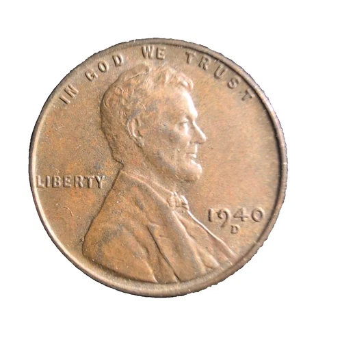 1940-D Lincoln Cent FINE (F) Circulated Condition Copper Penny EARLY Denver Mint