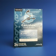 Caribou Obsidian Dark Roast Coffee 24 Keurig K cup Pods Exp 8/25