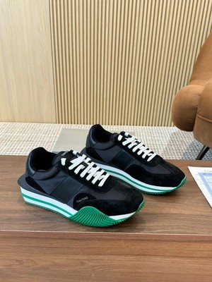 Tom Ford Black White Green Suede Nylon Retro Platform Men's Casual Shoes