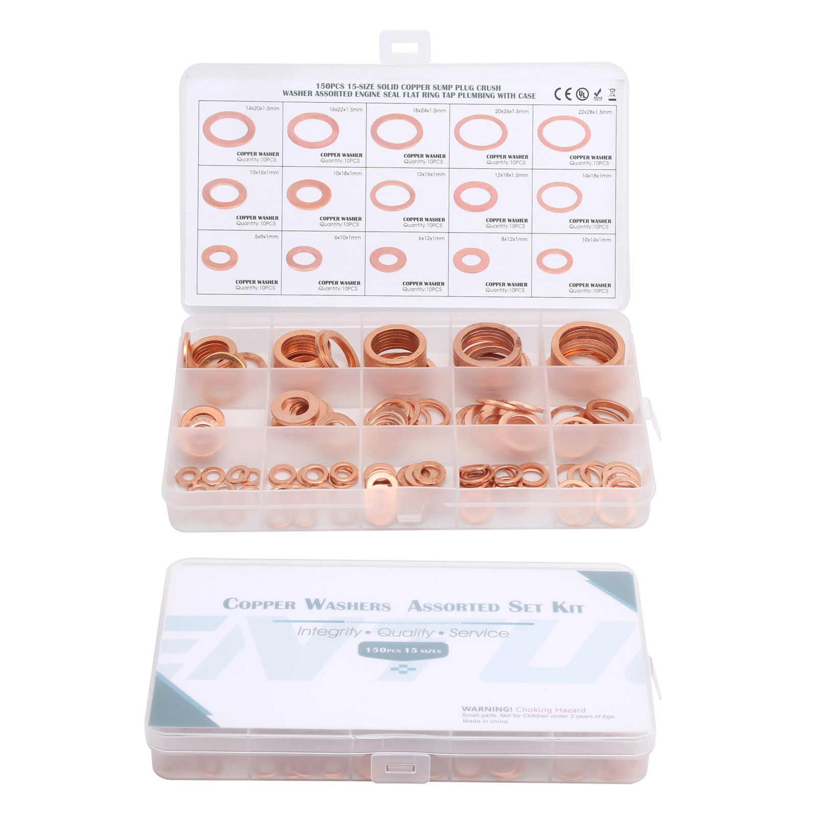 150pcs Red Copper Gasket Flat Sealing Ring For Sump Plugs Fuel Connections☜