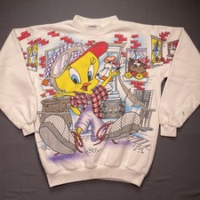 Vintage Looney Tunes Sweatshirt Adult Small Tweety Bird Crewneck 1996 90s Hiphop