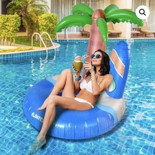 Floatey Inflatable Island Palm Tree Pool Float L48in X H 48.8in ( 122cmx 124 Cm)