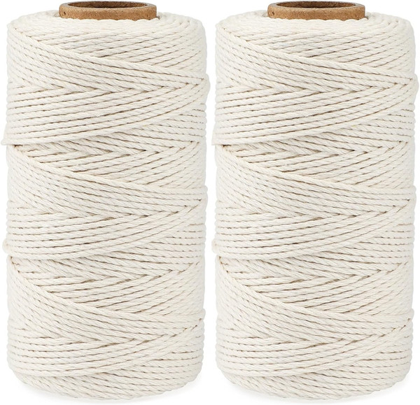 2Mm Kordel Beige,200M Baumwollschnur,Makramee Garn,Baumwollgarn DüNn,String FüR-image