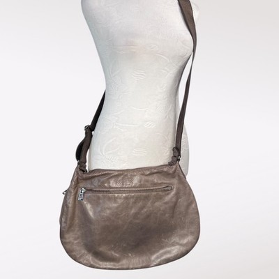 Rudsak Taupe Gray Leather Crossbody Bag Slouchy Hobo Shoulder Sling