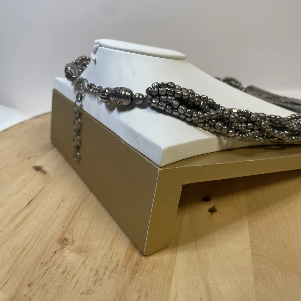 Ожерелье Iris Apfel & Bajalia серебристые тона металл и бисер коренастое заявление 18 дюймов - Изображение 4 из 4