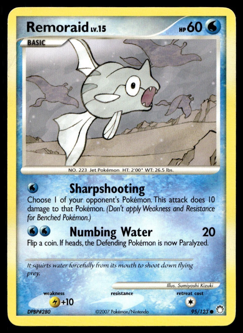 Remoraid 95/123 Pokemon Card Mysterious Treasures Common 60 HP Lightly Played EJ