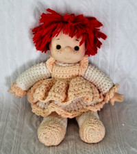 Vintage Strawberry Shortcake Hand Knitted Outfit w/Cloth Body Yarn Hair Doll