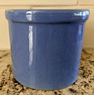 Vintage Blue Ramekin/Cheese Pot/Custard Cup 2 3/4" tall unmarked