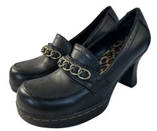 Soda Black Loafer Chunky Heels Chain Detail Y2K 90s Size 6.5 Vintage