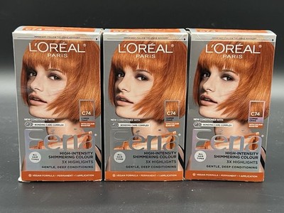 3 Pack L'OREAL PARIS FERIA SHIMMERING COLOUR PERM HIGHLIGHTS, COPPER CRAVE C74