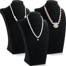 3 Pcs Velvet Jewelry Display Bust Necklace Display Stand Necklace Mannequin H...