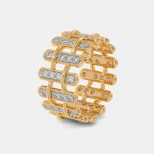 Anillo de alianza de boda Arbell de diseño único en oro de dos tonos de 18 quilates con diamantes