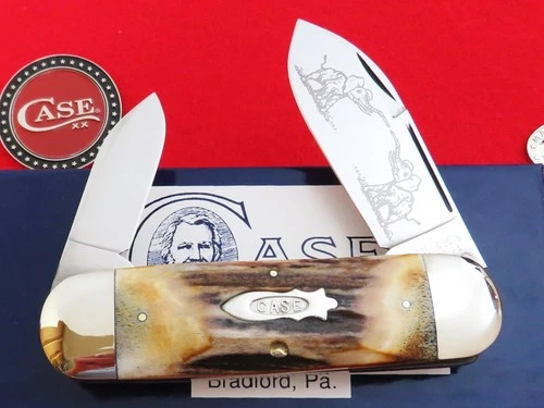 Case XX Stag Classic Elephant Toe Knife 1996 Factory Sample DUELING BULLS NR