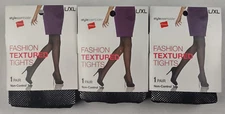 Hanes Fashion Tights Classic Fishnet 3 Pair Black M/L