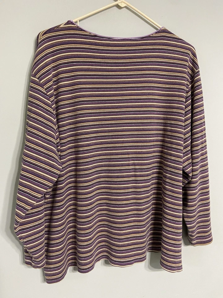 White Stag Stretch Purple Striped Long Sleeve Sweater womens 22W/24W - Image 3 of 4