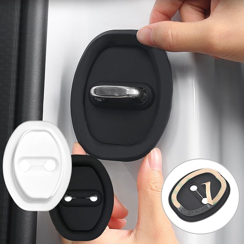 4PCS Silicone Car Auto Door Lock Cover Door Latch Protection Black - Picture 4 of 15