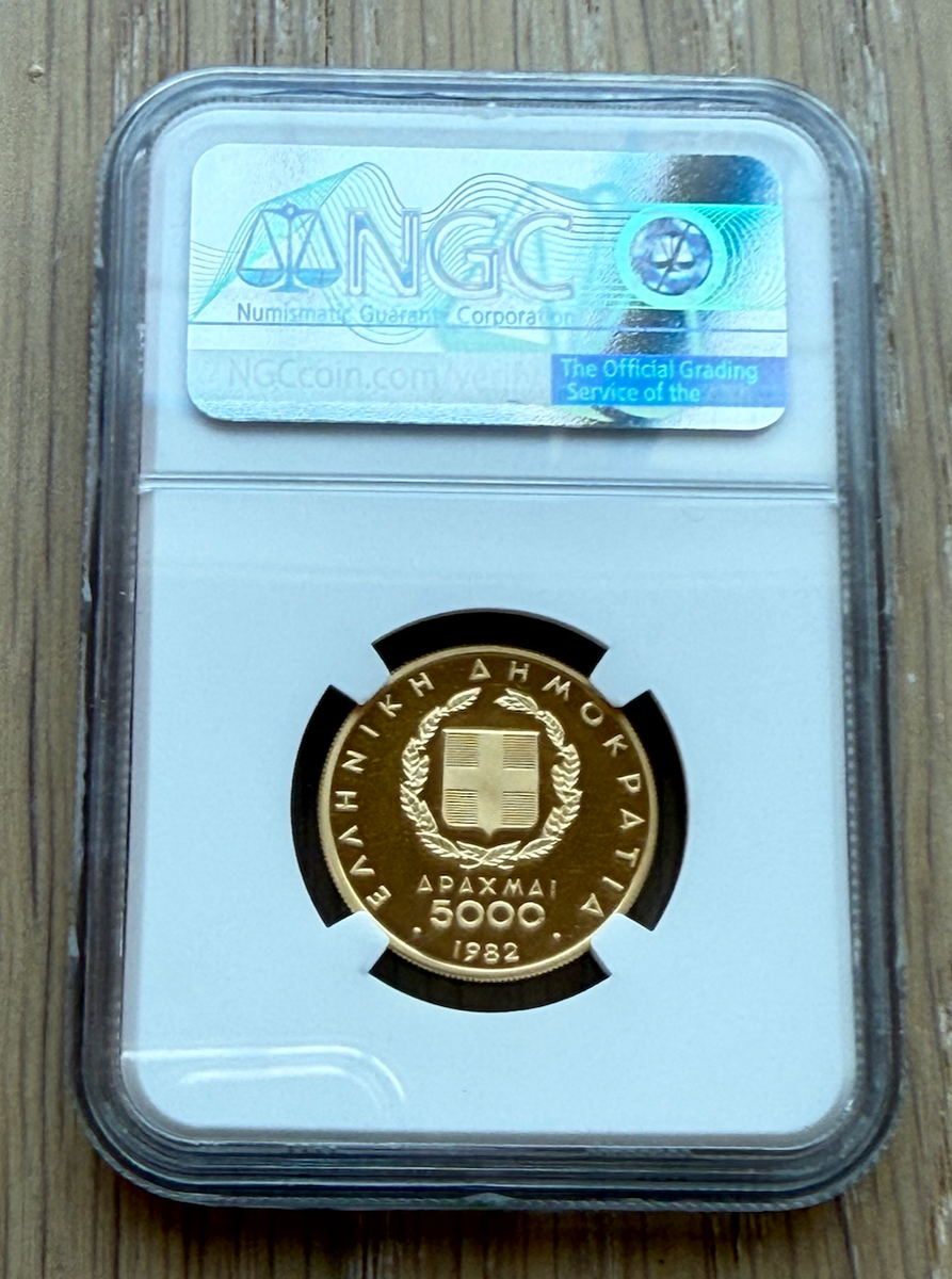 Greece 1982 Gold 5000 Drachmai NGC PF65UC Pan-European Games | eBay