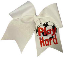 Play Hard Soccer White Hair bow