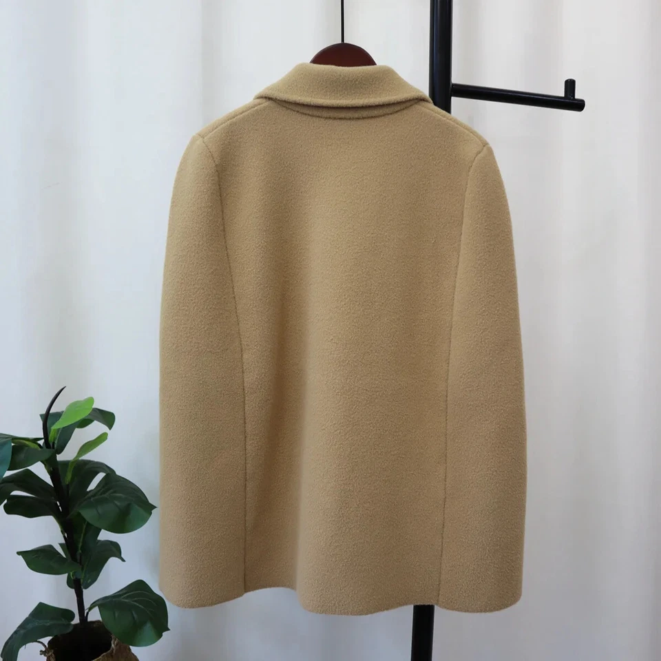 Poncho Para Mujer Elegante Doble Pecho Manga abertura Mezcla de Lana Fluido Capa Capa Certificado de Autenticidad Foto 4 de 4