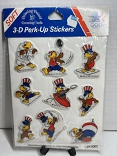 80's Olympic 3-D Puffy Stickers Karate Rowing Tennis Wrestling NOS NIP Vintage