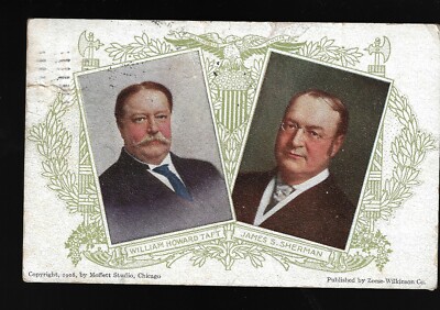 1908 Taft and Sherman Jugate Presidential Campaign Postcard Not Often ...
